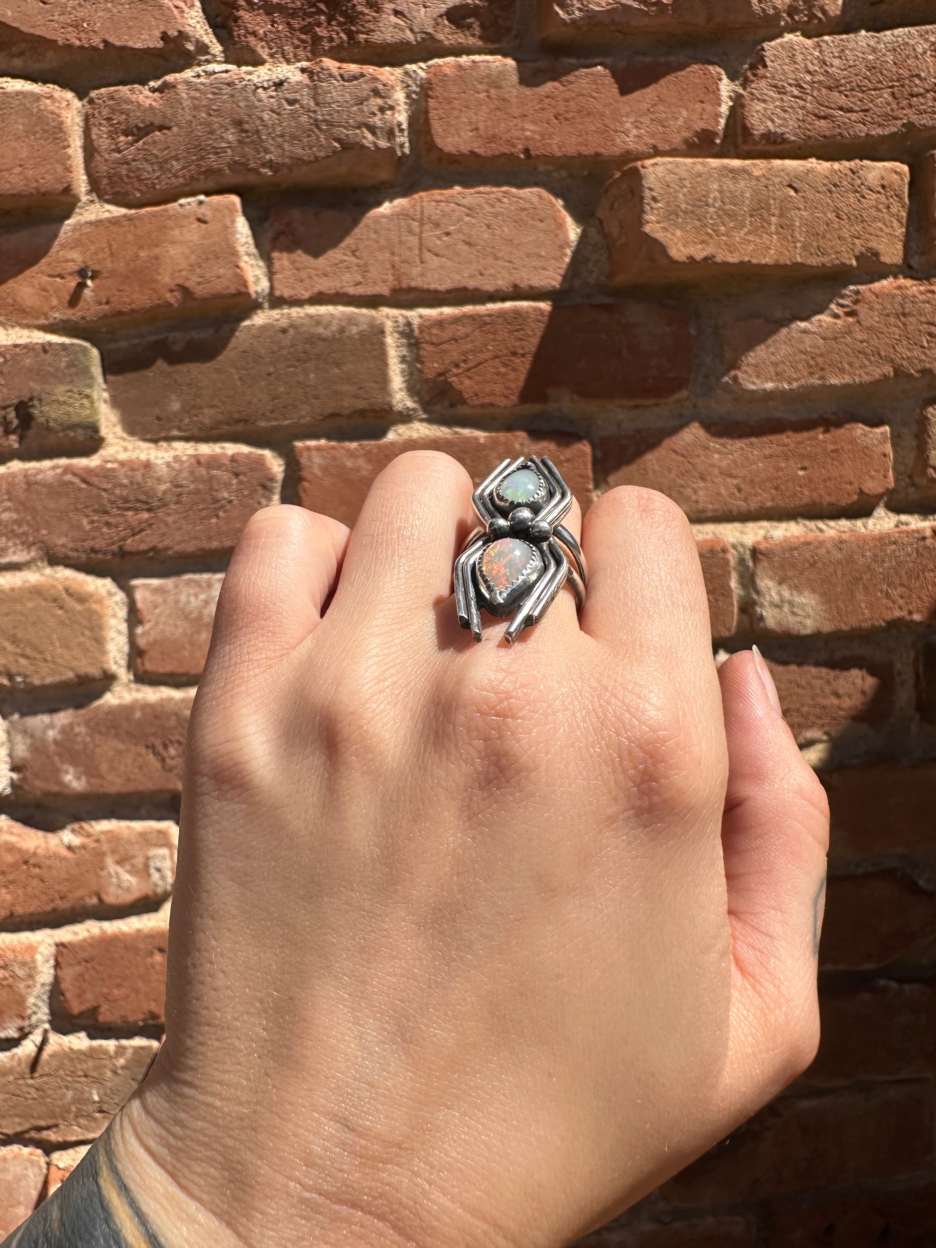 Opal Spider Ring Size 6.5